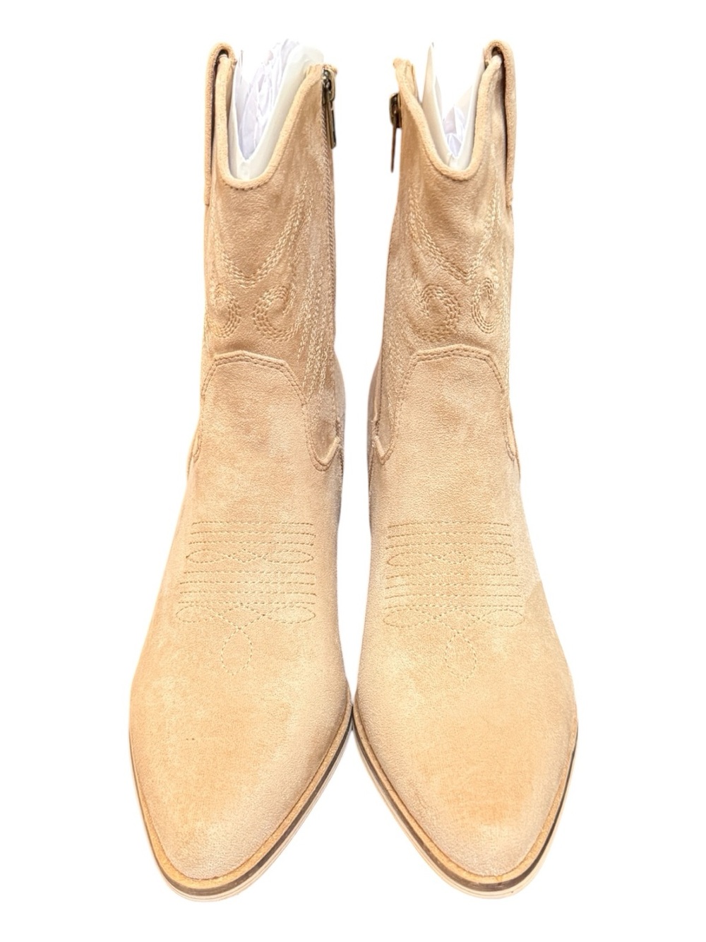 MIIM Los Angeles Women’s Western Ankle Boots Size 10 • Cowboy Boots • Beige/Tan